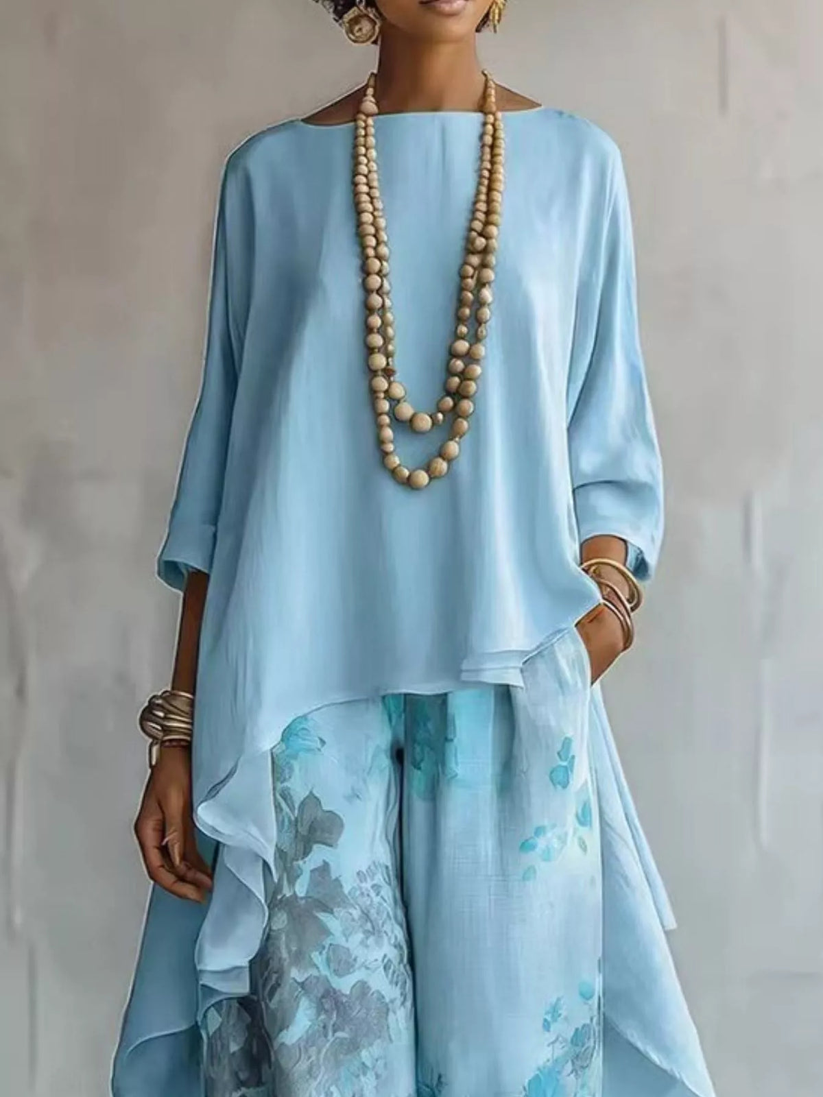 Asymmetrical floral two piece set alternate view