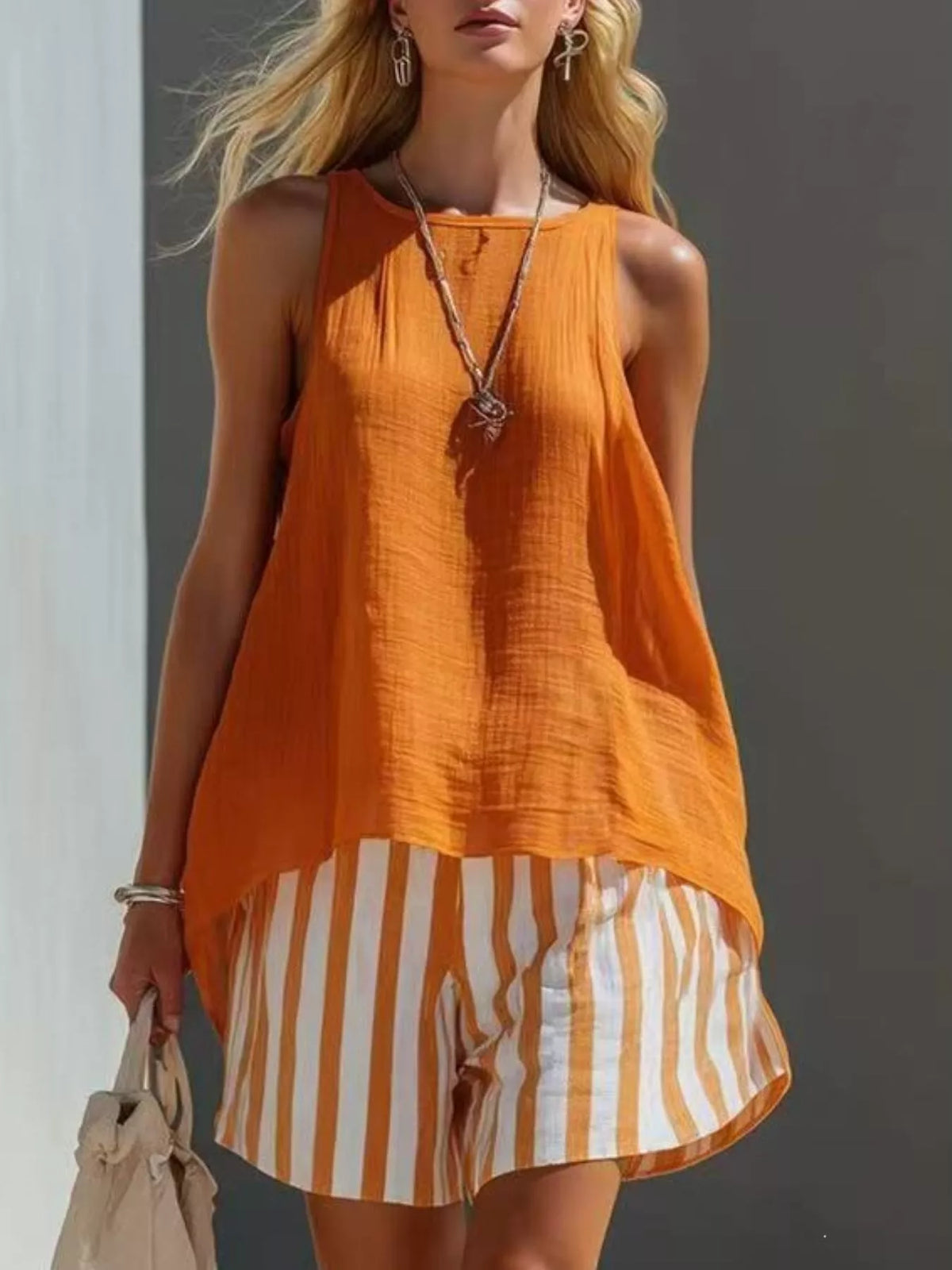 Round neck tank set styled view