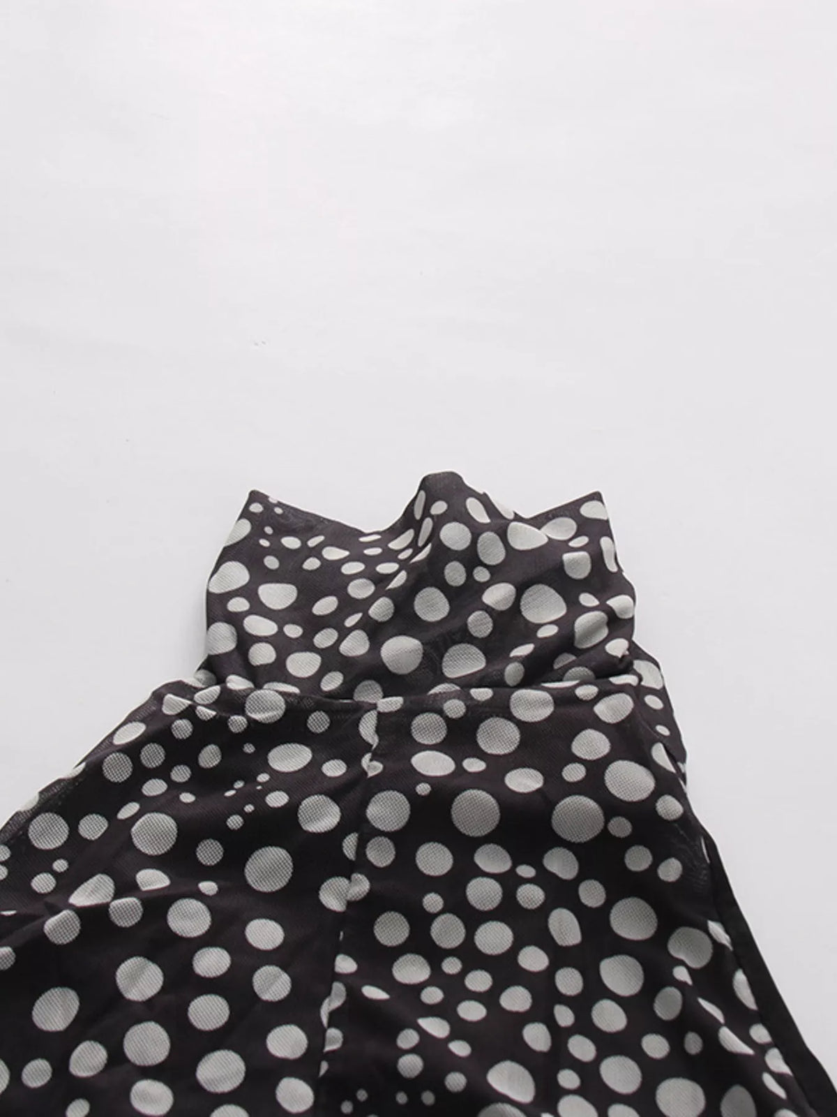 Black halter neck polka dot maxi dress, sleeve and shoulder detail