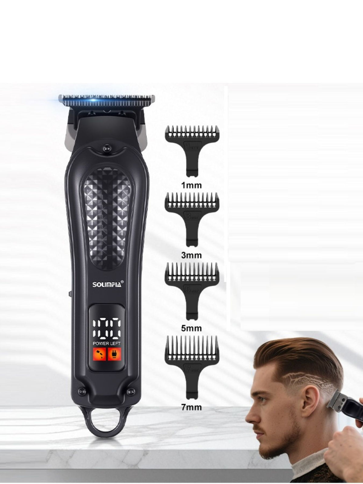 Cordless hair clipper full view