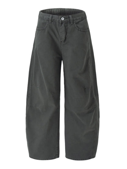 Men's Washed Wide Leg Curved Cargo Jeans - Fashorio