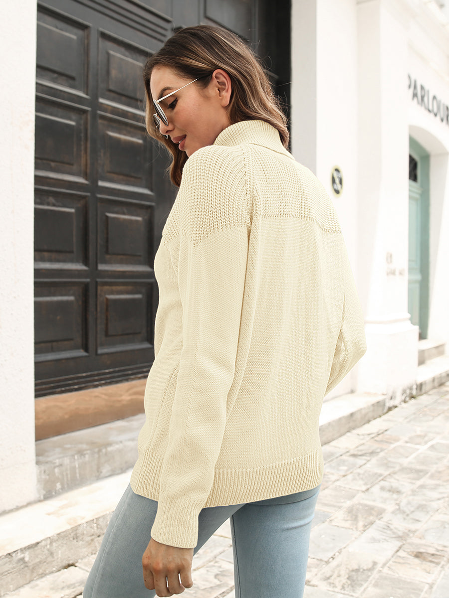 Turtleneck Raglan Sleeve Sweater - Fashorio