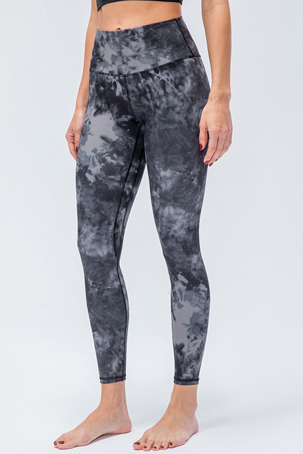 wide waistband slim fit active leggings styled on model