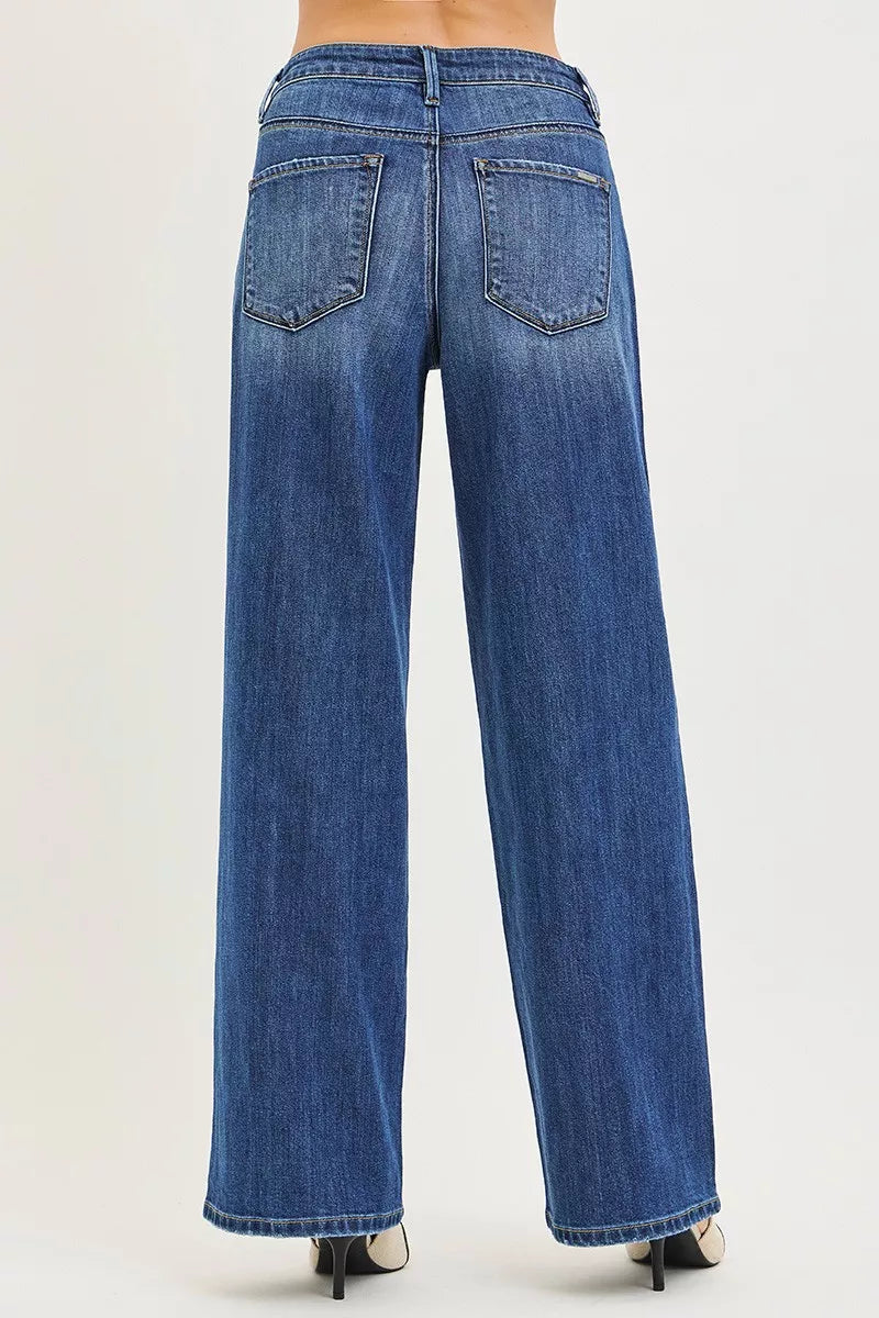 RISEN baggy denim jeans full length styling