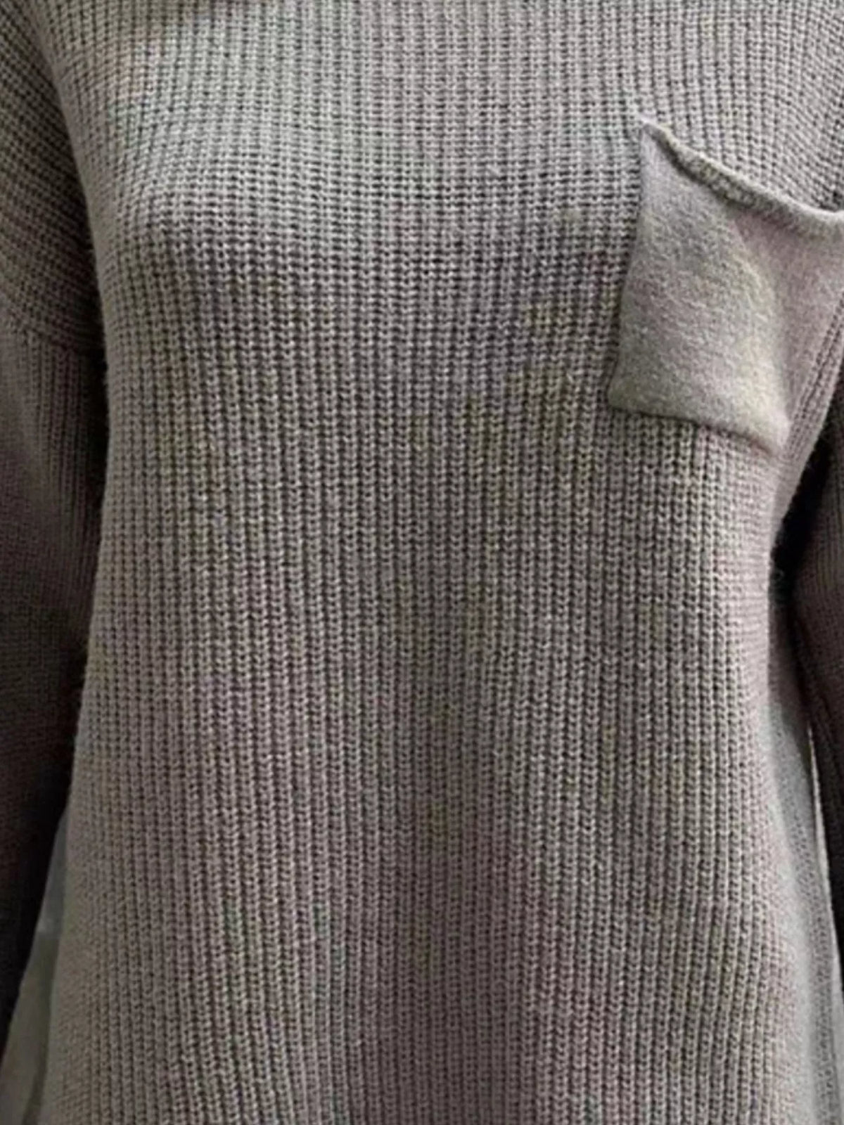 pocket detail dropped shoulder ribbed sweater hem detail