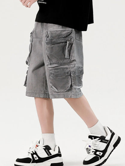 Men's Wide Leg Cargo Denim Shorts - Fashorio