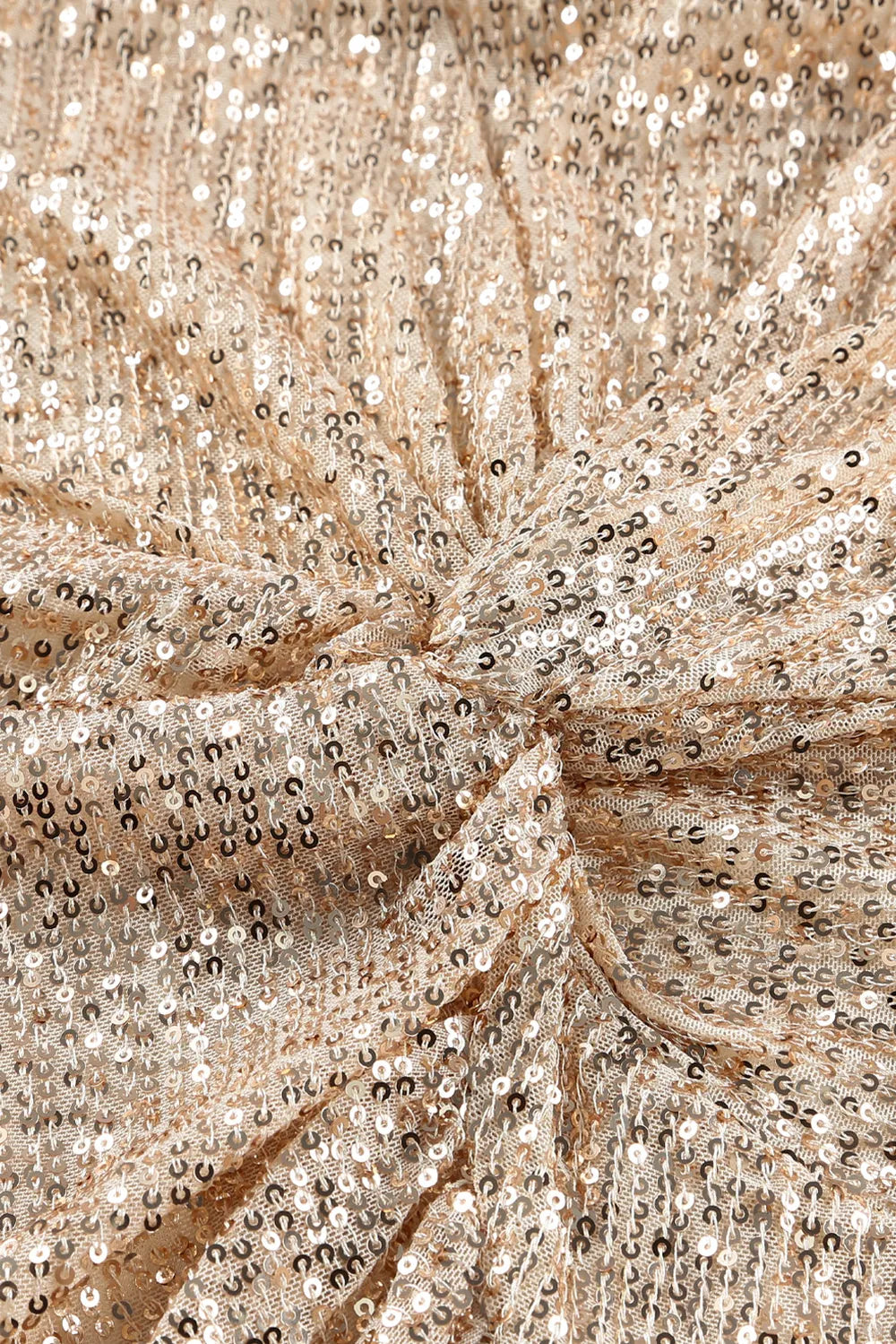Sequin Knot Front Long Sleeve Mini Dress in Beige view 11