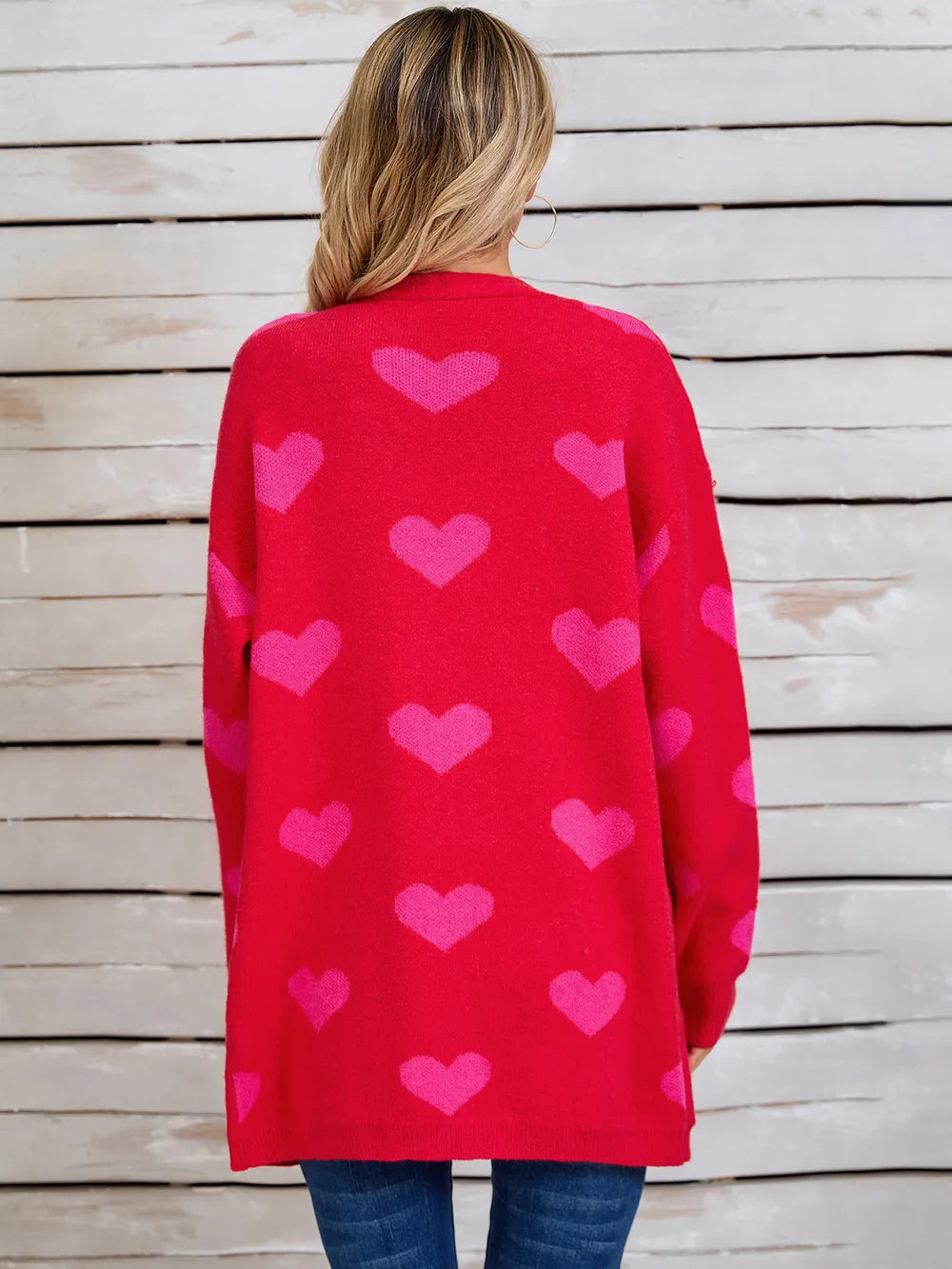 Angel Wings Heart Open Front Long Sleeve Cardigan - Fashorio