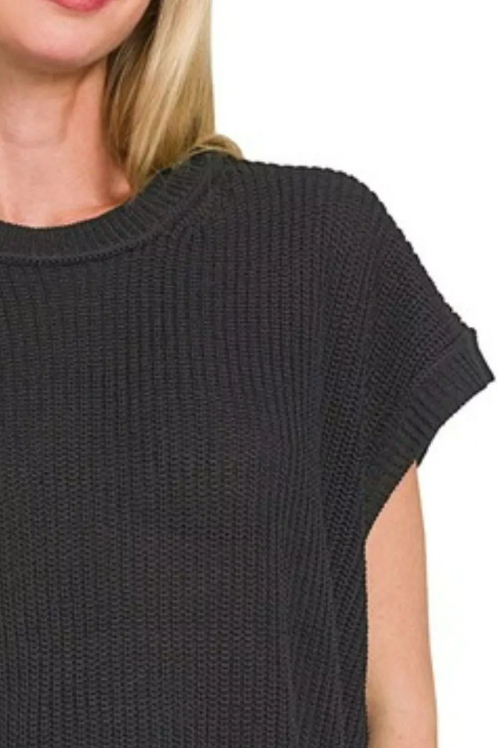 Oversized Crew Neck Sweater in Black back view
