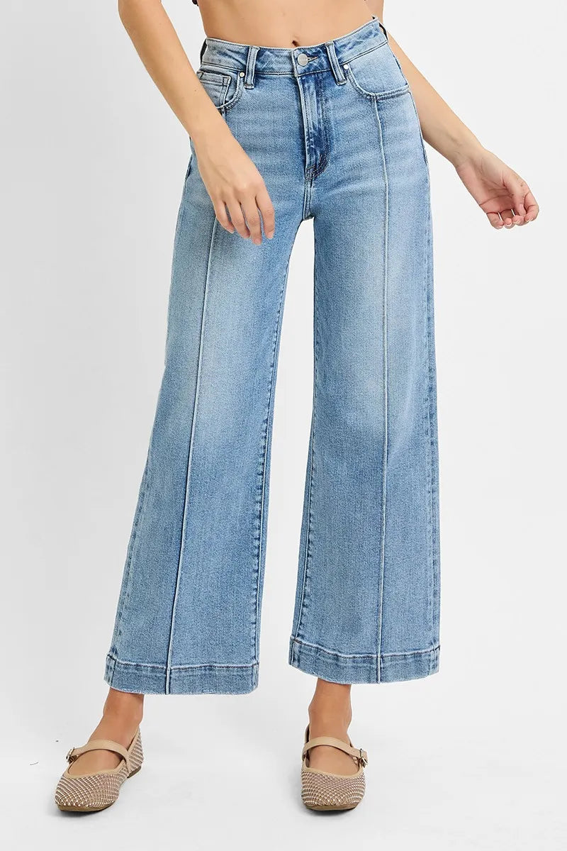 RISEN Full Size High Rise Crop Wide Leg Jeans Plus Size - Fashorio