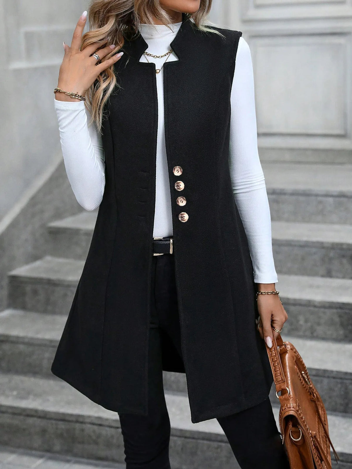 Button Up Longline Vest, view 7