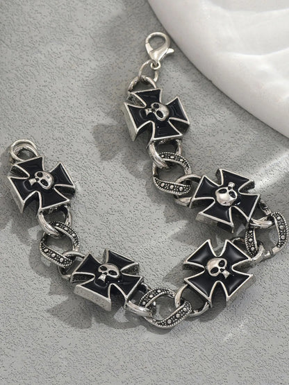Gothic Skull Cross Chain Bracelet - Fashorio