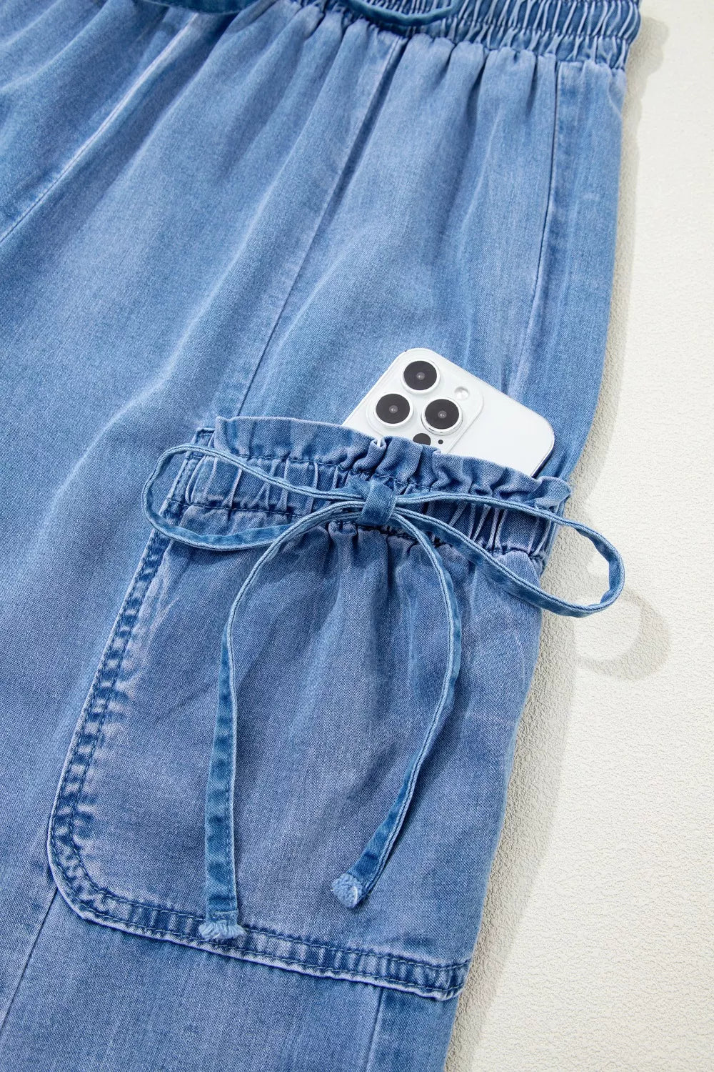 Full length drawstring loose jeans