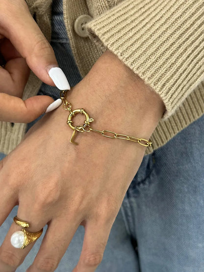 18K Gold-Plated Stainless Steel Letter L Bracelet - Fashorio
