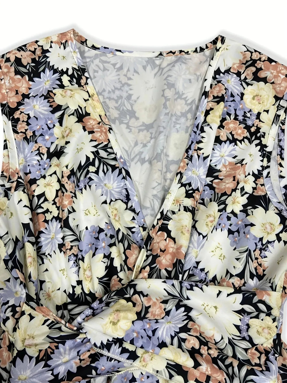 Floral midi dress ruched body detail