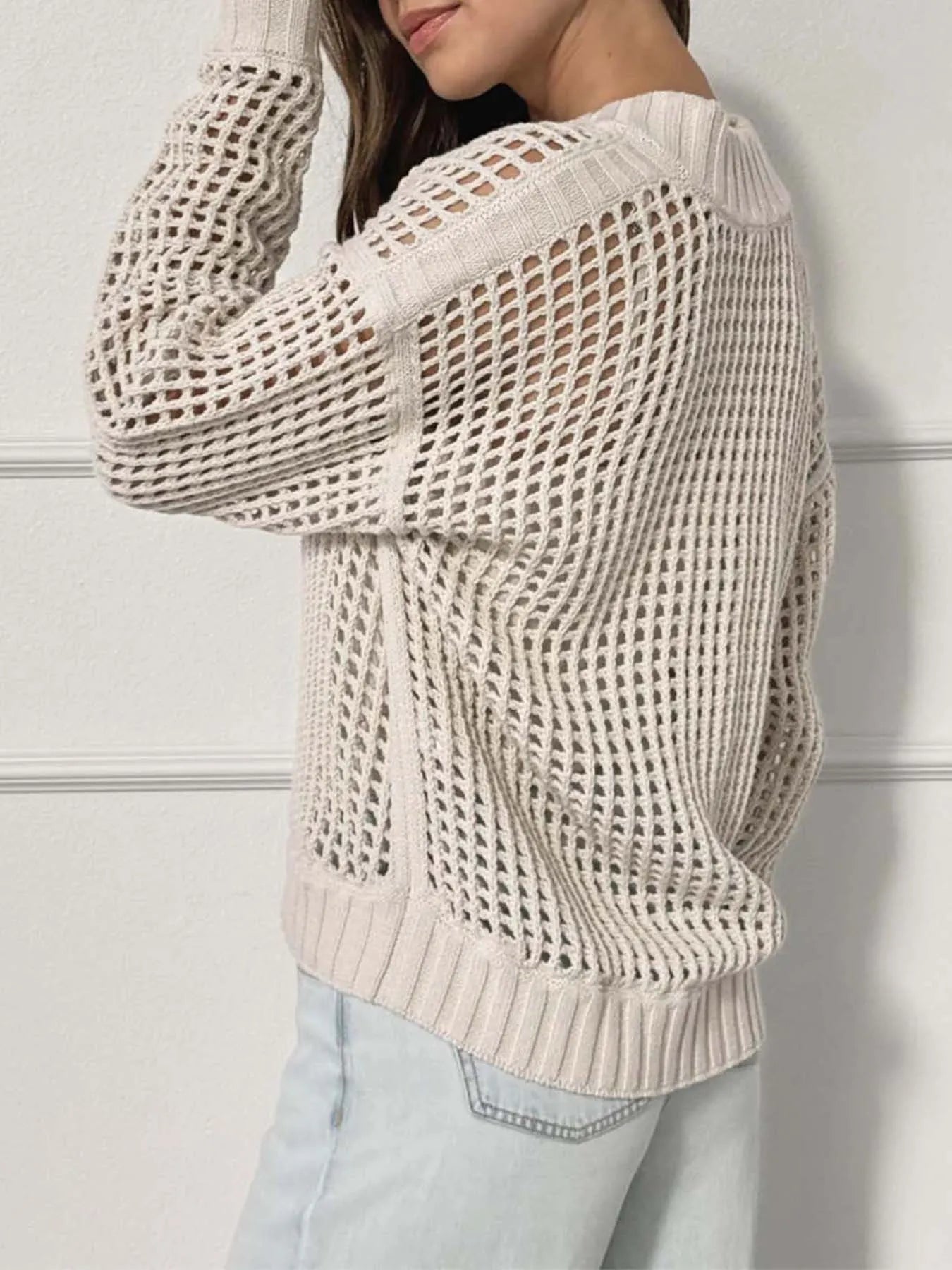 Half-Zip Detail Long Sleeve Sweater - Fashorio