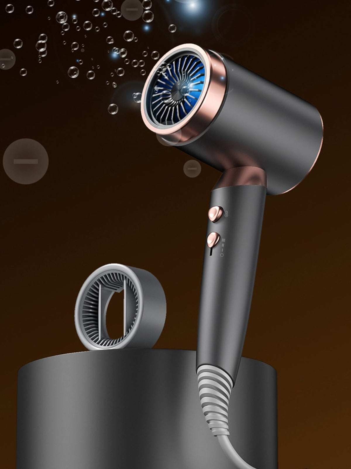 Blue light feature on hair dryer