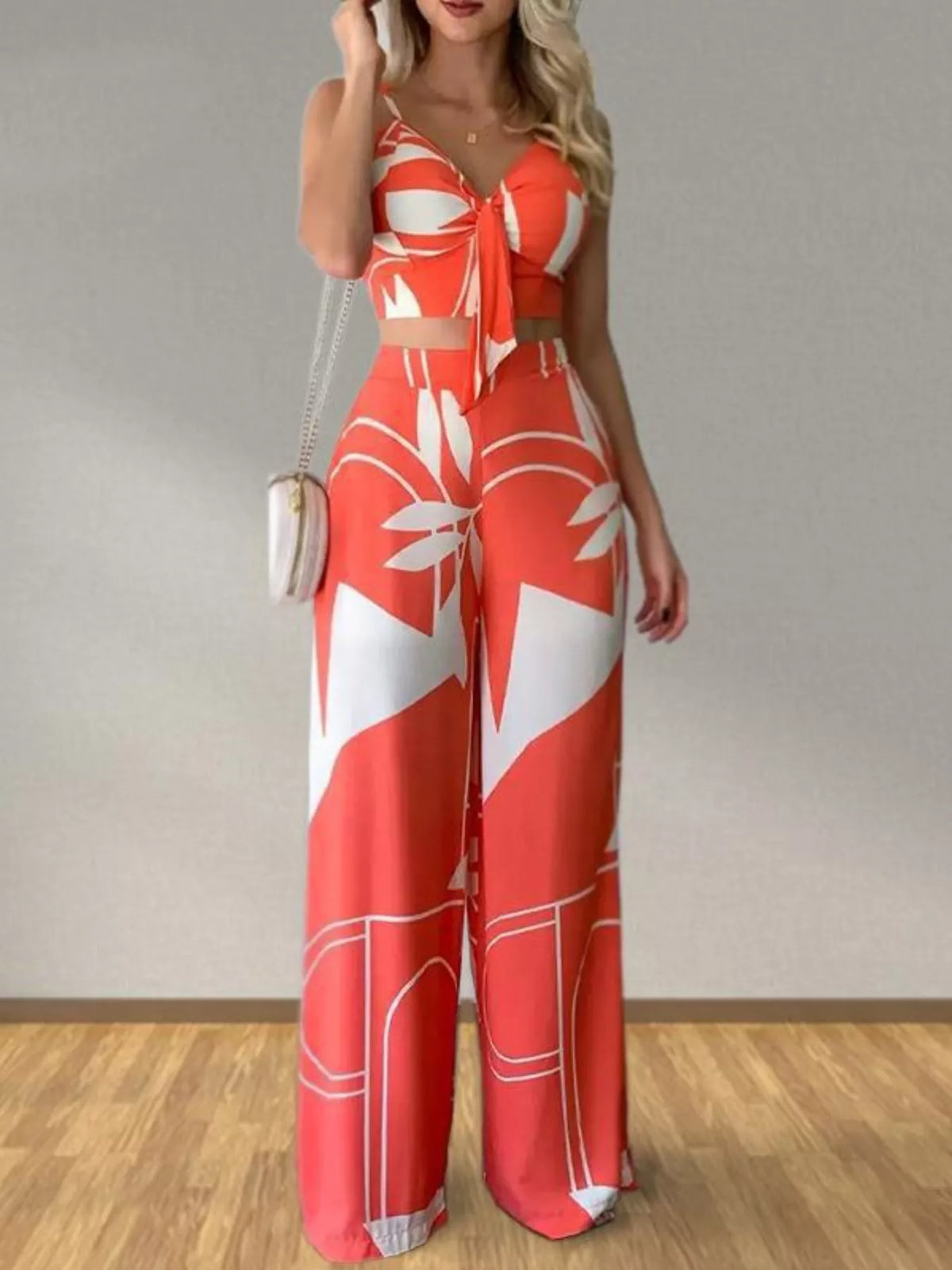 Tropical print pants fabric texture