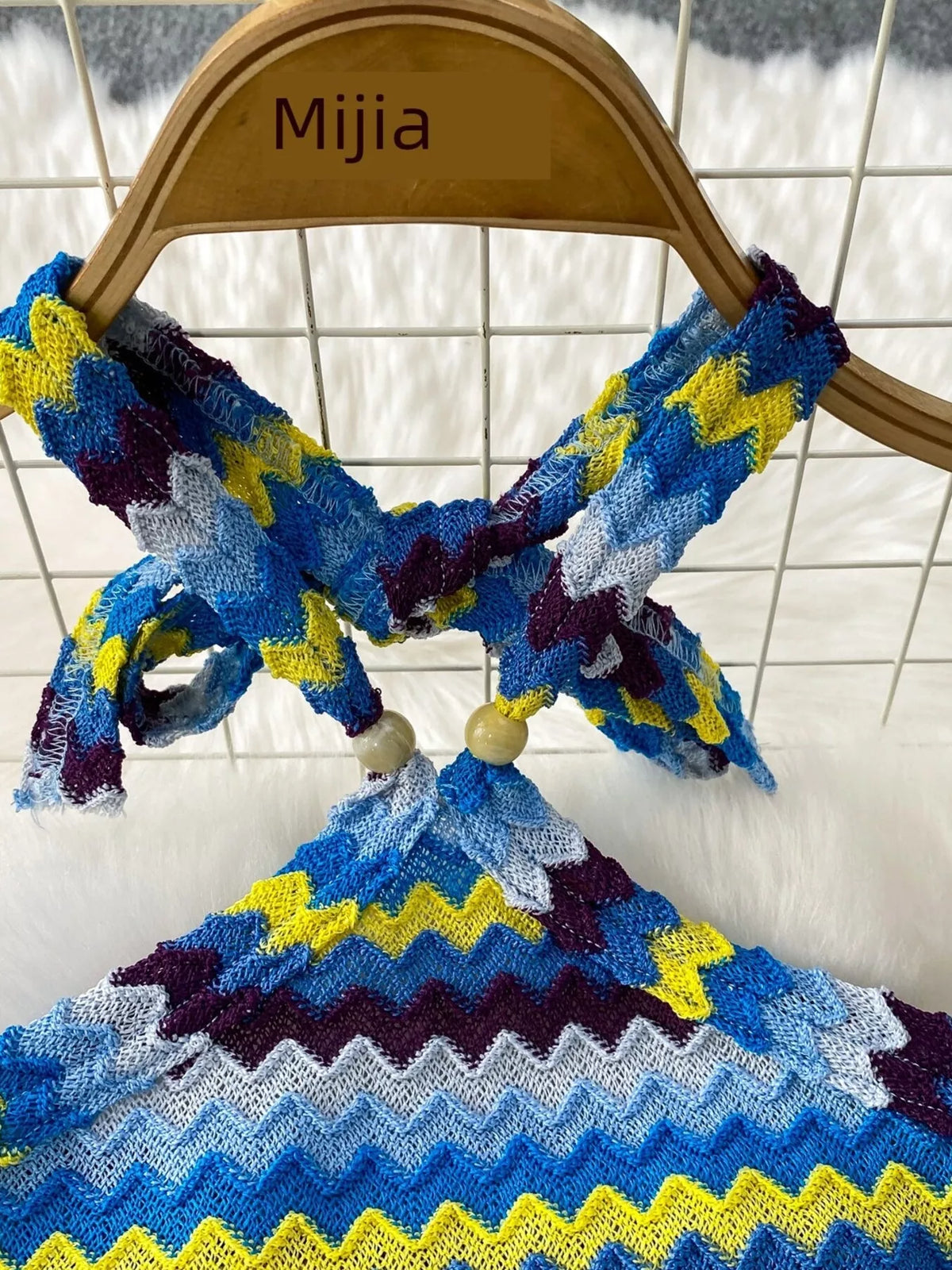 Striped knit set side view