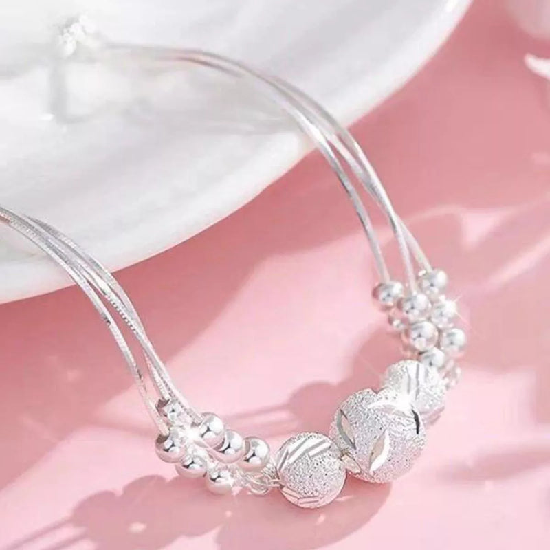 925 sterling silver bead chain bracelet front view