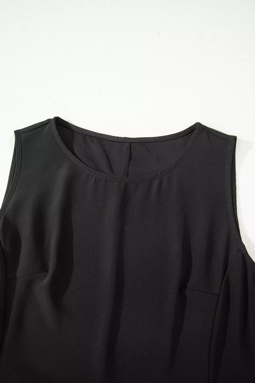 sheer floral lace sleeveless maxi dress in black neckline detail