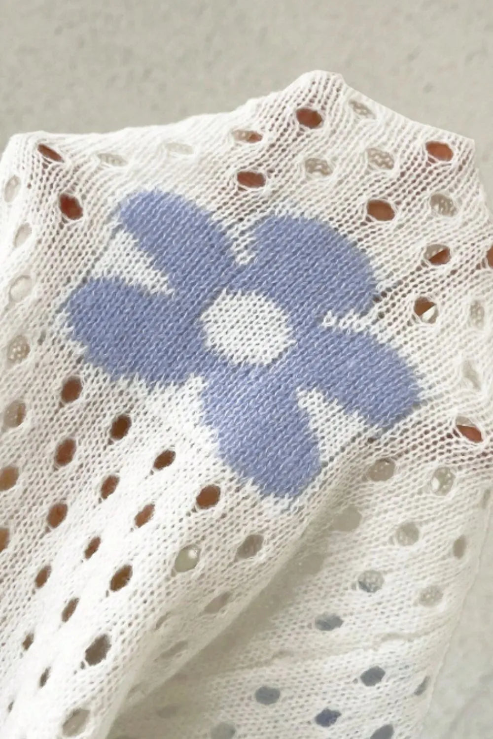 Flower Hollowed Out Button Down Long Sleeve Cardigan - Fashorio