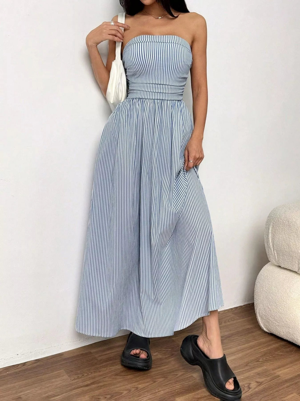 Full length striped maxi dress