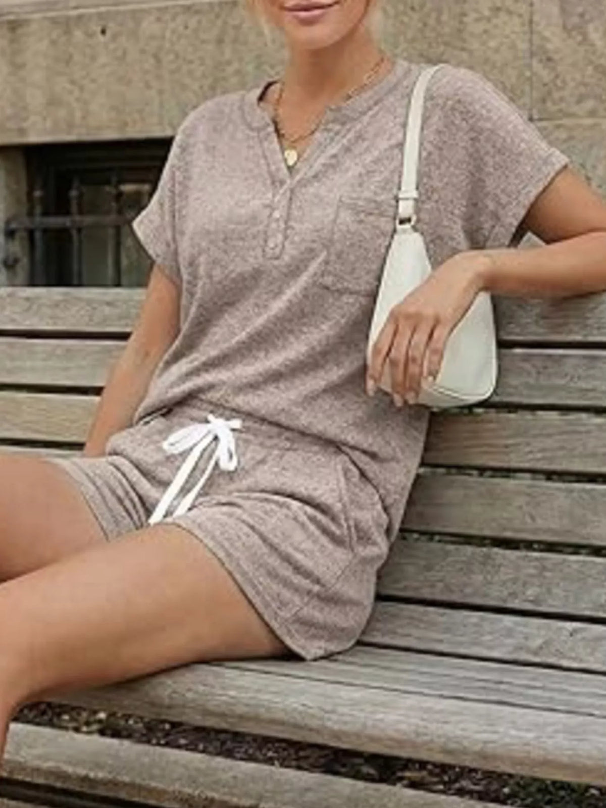 Short Sleeve Button Top and Shorts Set, view 13
