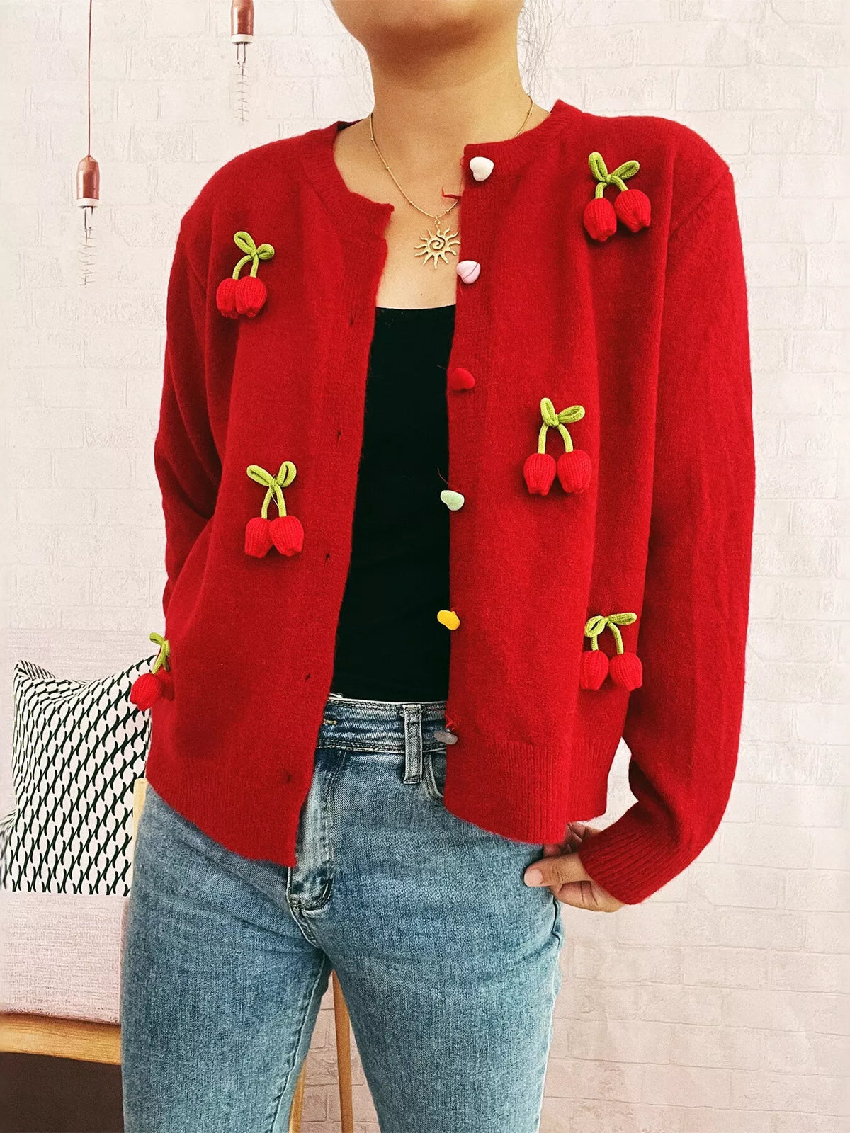 Flower cardigan styling view