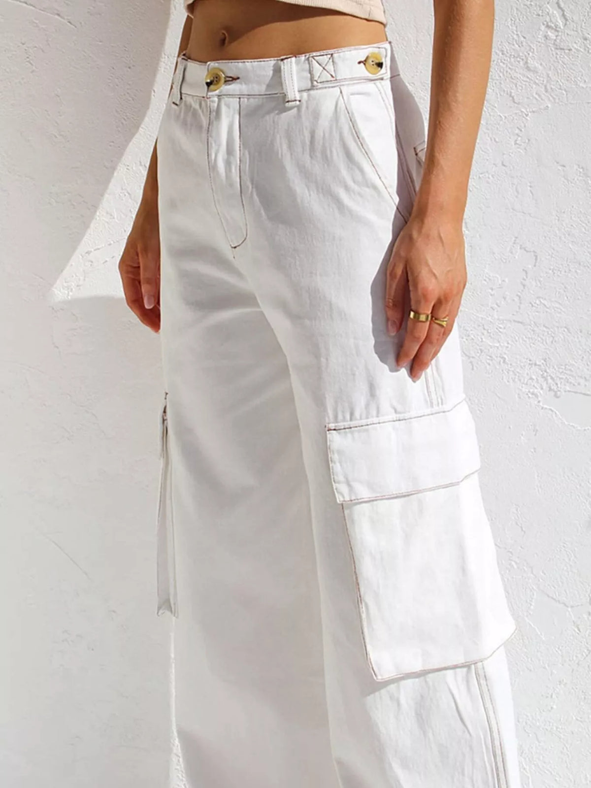 High Waist Wide Leg Cargo Jeans, view 6