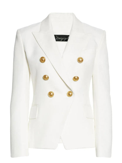 Lapel Collar Long Sleeve Blazer - Fashorio