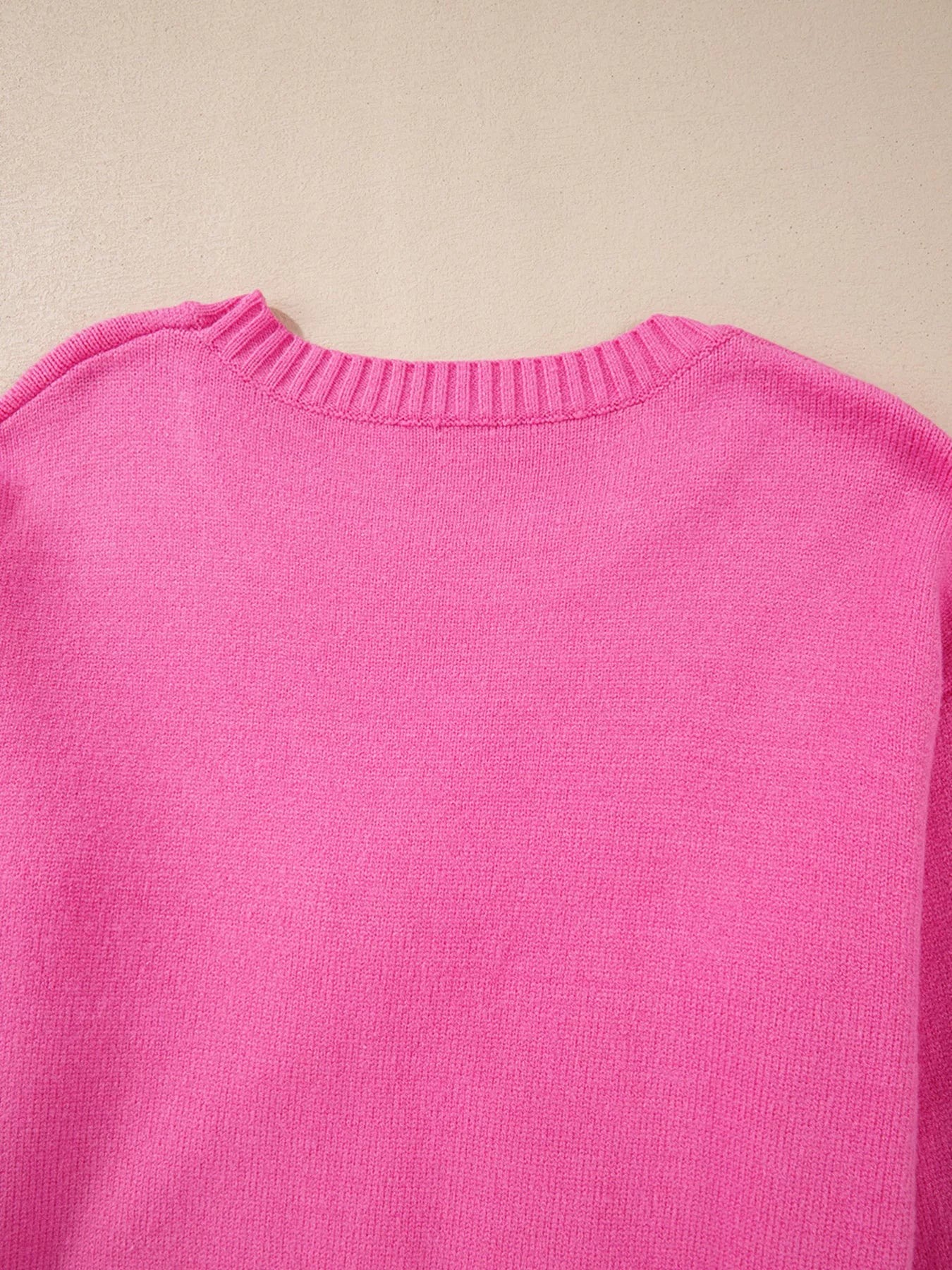 Ribbed Hem Long Sleeve Sweater - Fashorio