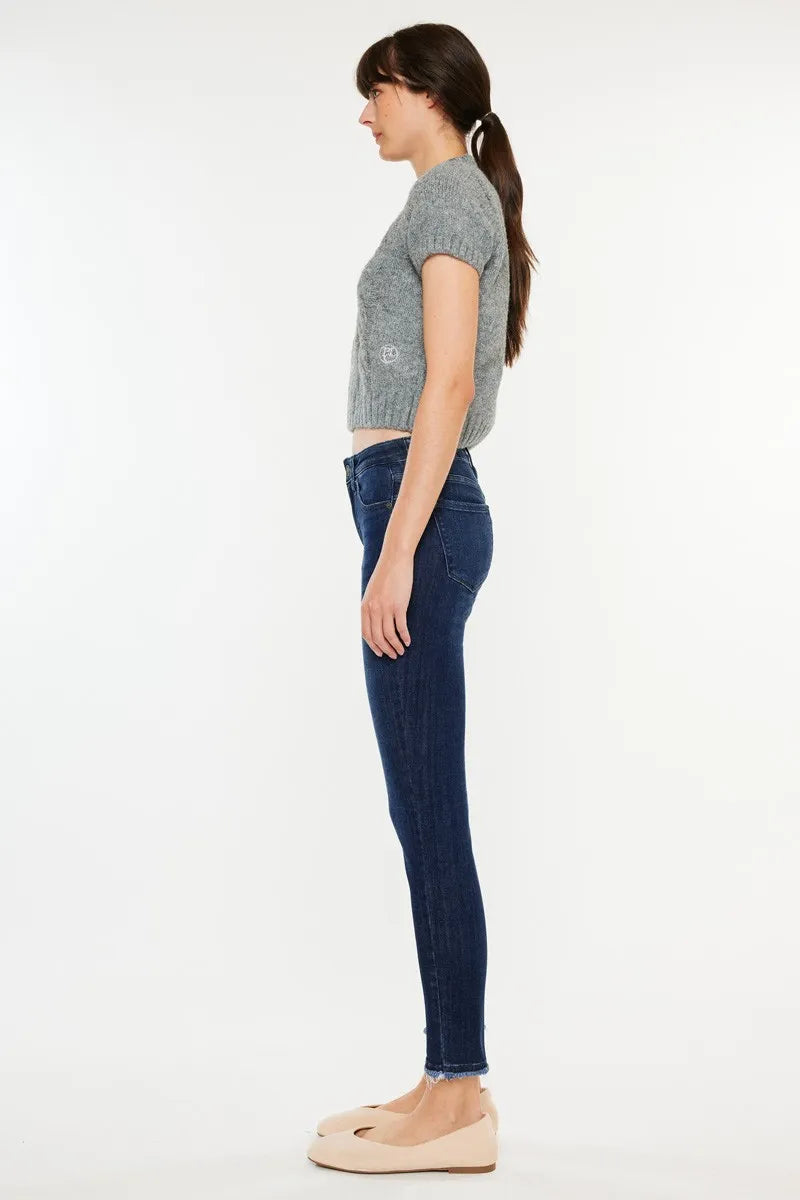 Kancan High-Rise Slim Fit Raw Hem Ankle Jeans - Fashorio