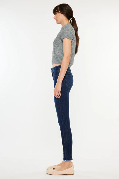 Kancan High-Rise Slim Fit Raw Hem Ankle Jeans - Fashorio