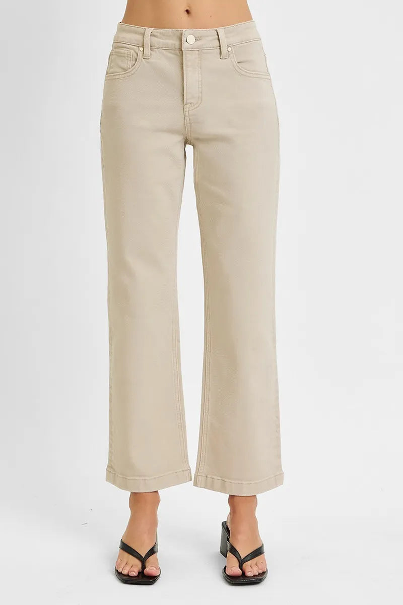 RISEN straight leg jeans side view showing ankle length