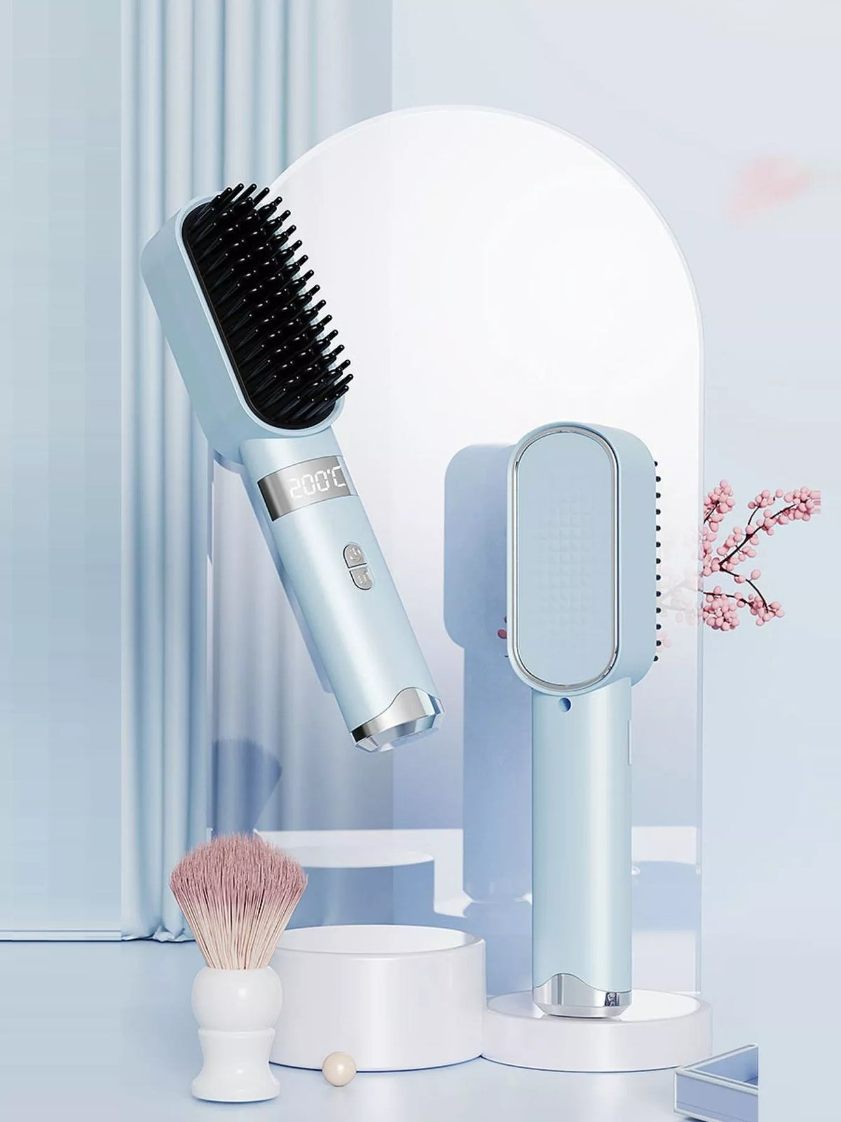 Light blue heated straightening comb