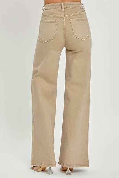RISEN Full Size Tummy Control High Rise Wide Leg Jeans Plus Size - Fashorio