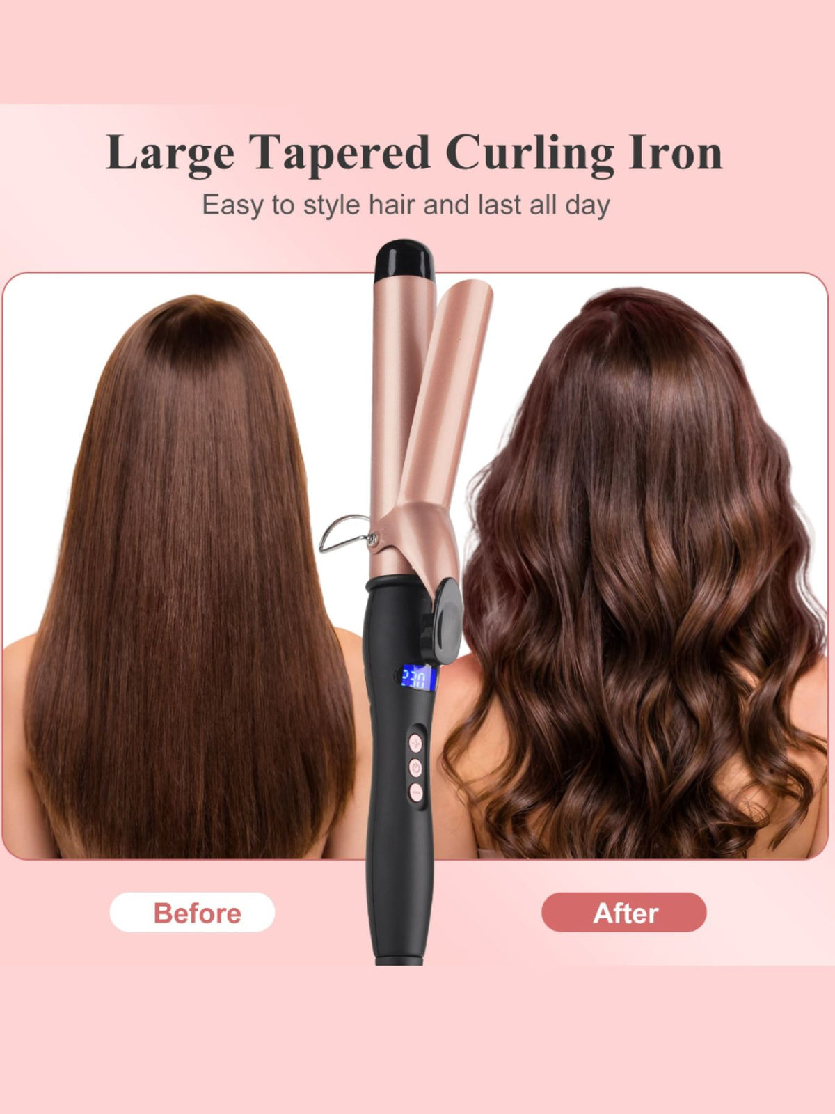 Curling iron in use creating curls