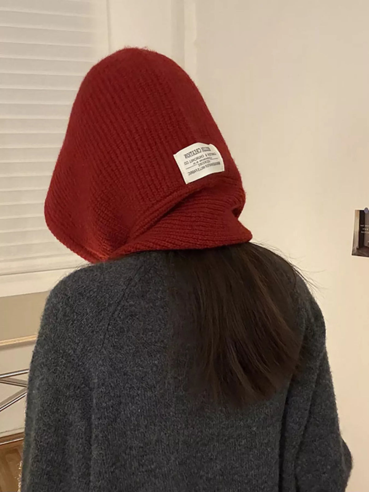 Cozy knit winter scarf worn look