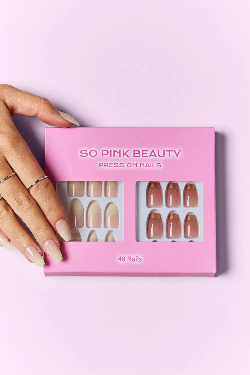 Press on nails Pop of Pink design