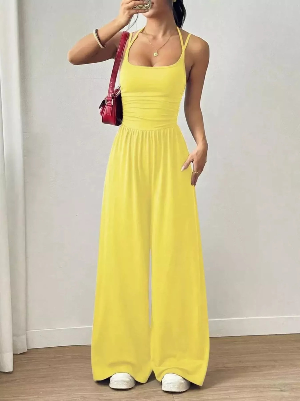 Wide leg jumpsuit back view