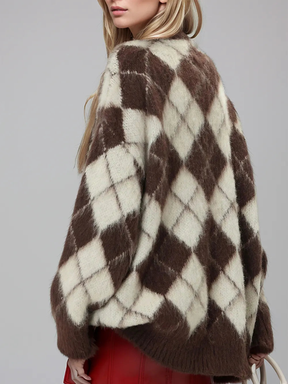 Plaid V-Neck Button Up Cardigan - Fashorio