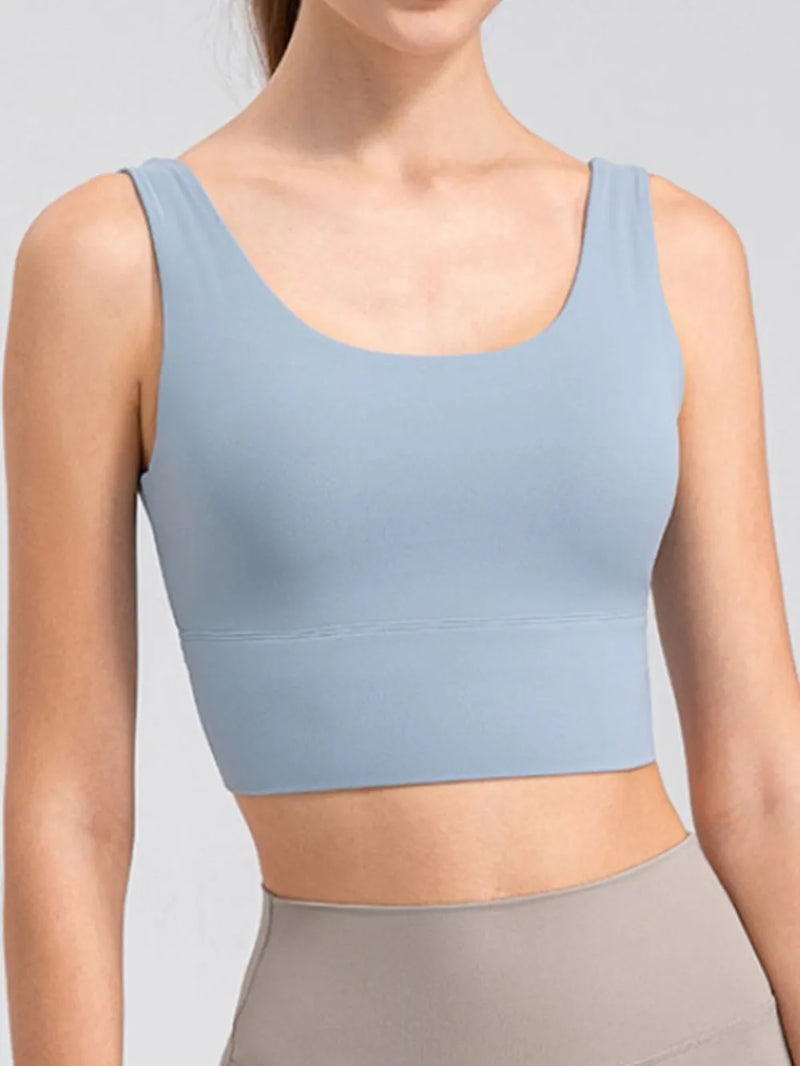 scoop neck wide strap active tank front view