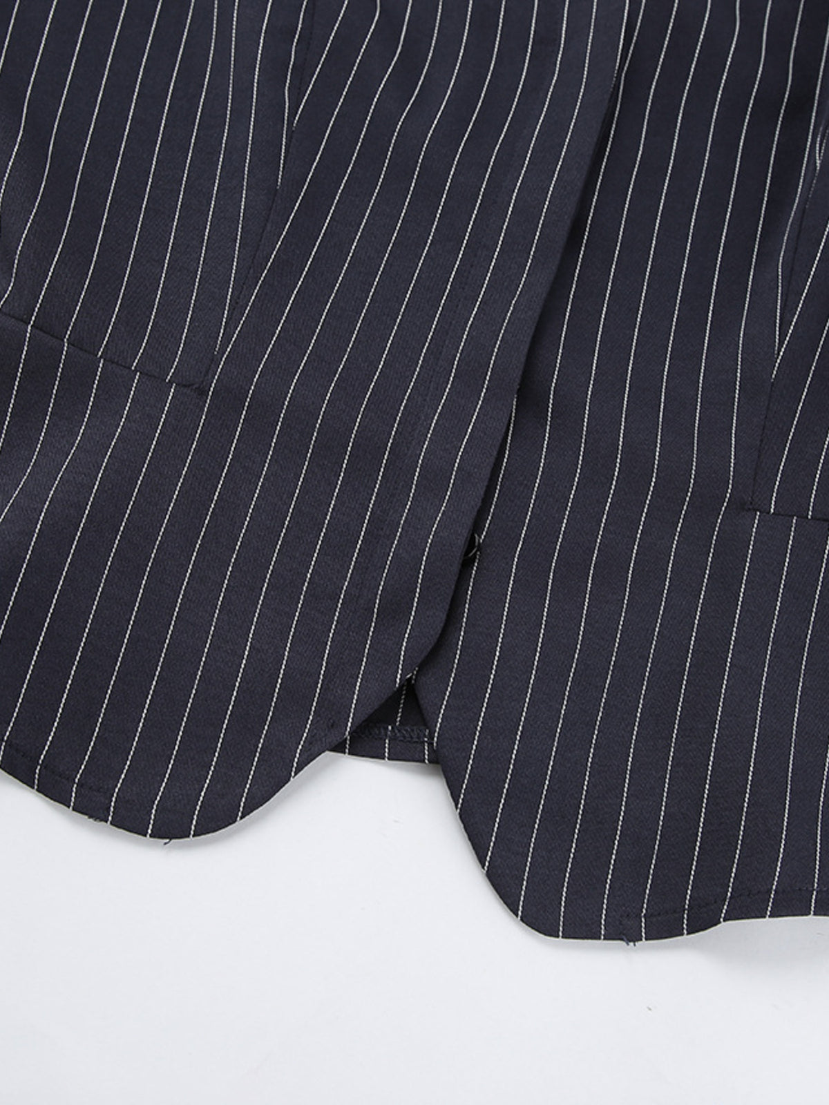 Striped blazer and mini skirt set styled look