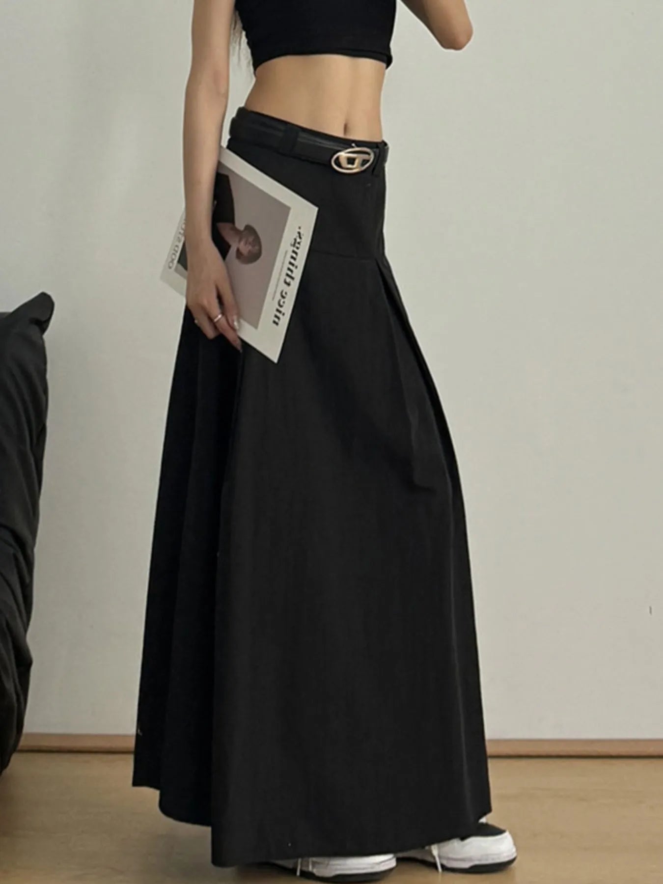 High Waist A-Line Maxi Skirt - Fashorio