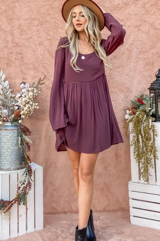 Back Lace Button Down Detail Bell Sleeve Dress view 7