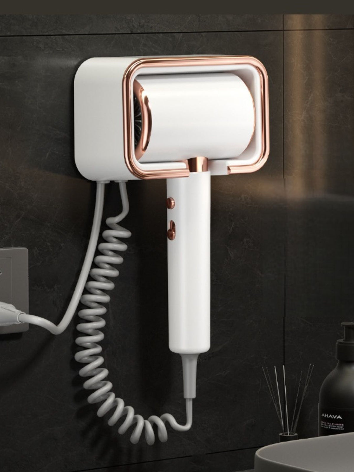 Wall mounted hair dryer front view