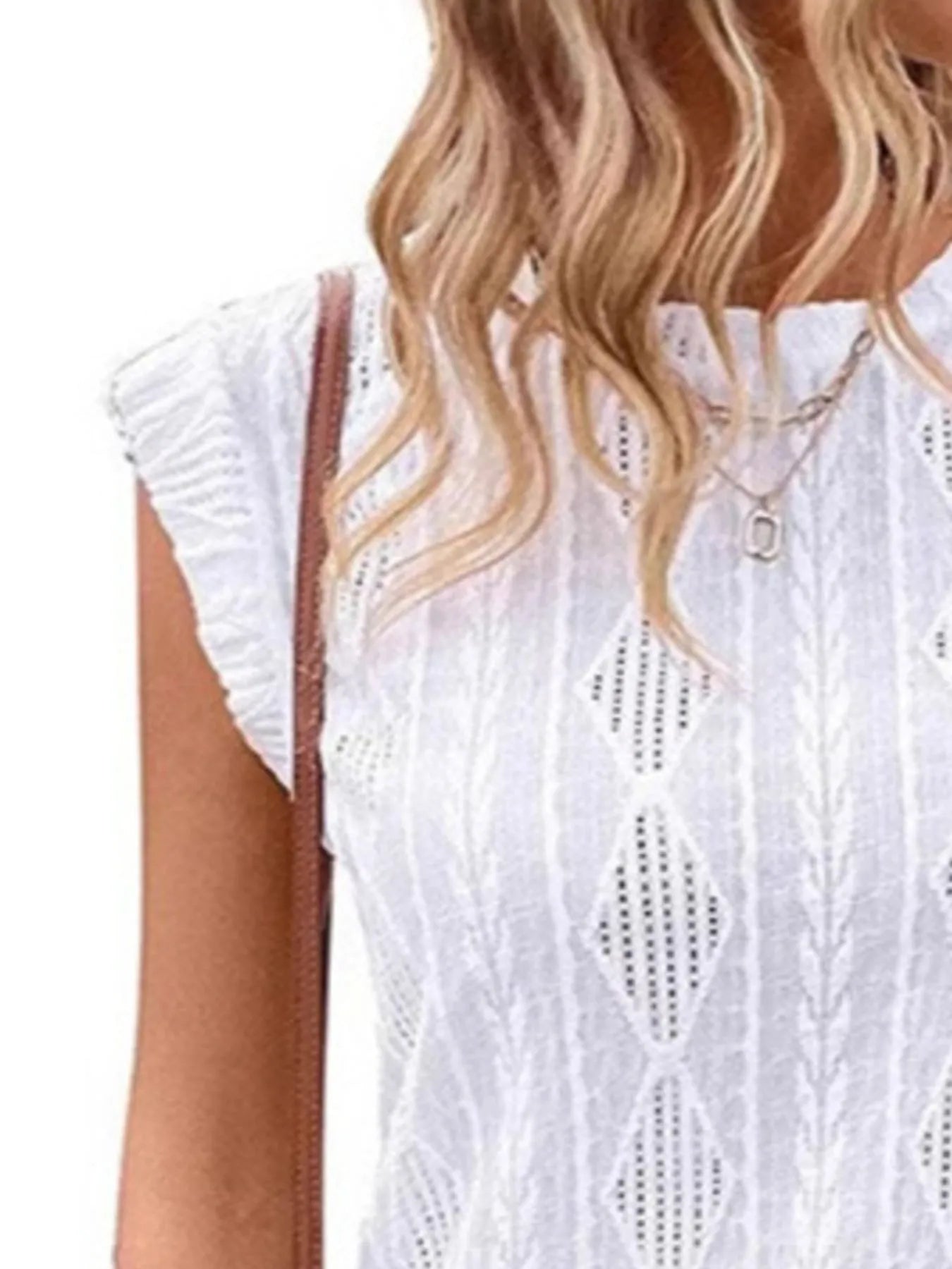Openwork Round Neck Top - Fashorio