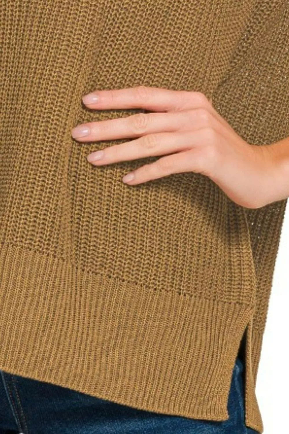 Oversized Crew Neck Sweater in Camel side view