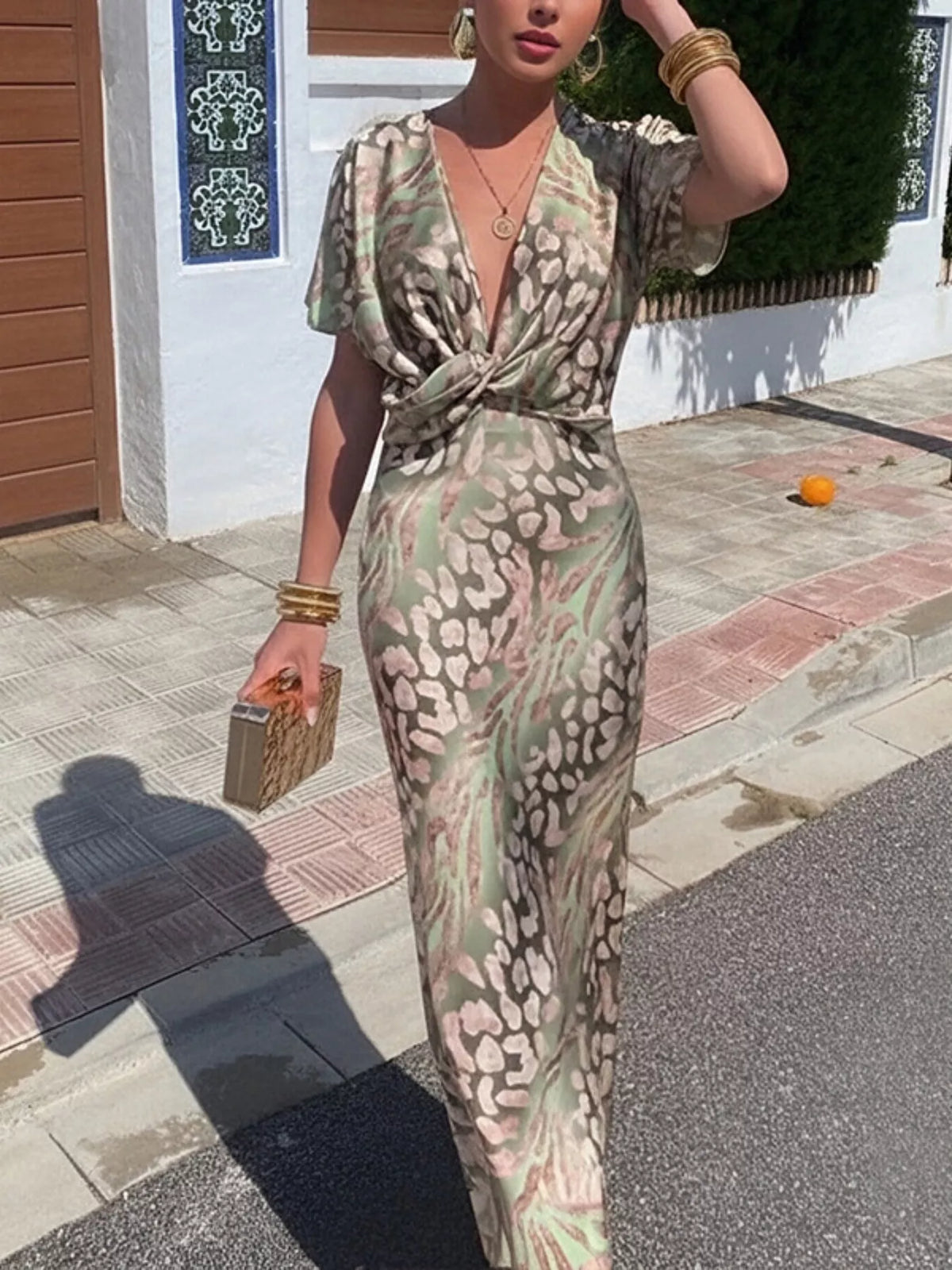 Twist-Front Animal Print Maxi Dress Plus Size, view 6